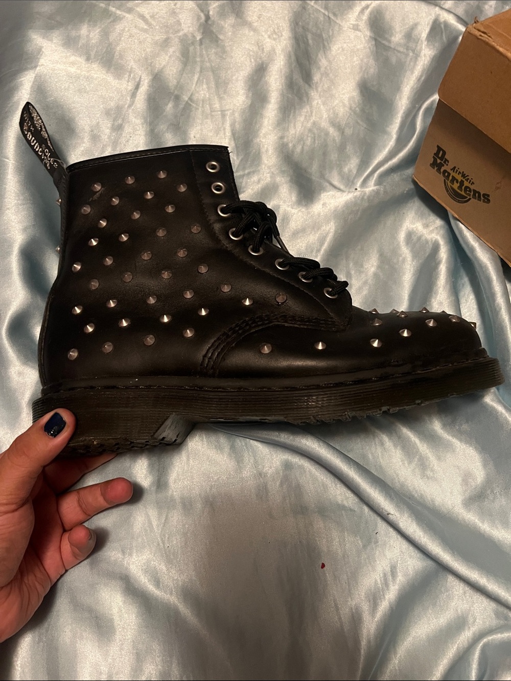 Dr. Martens Black Studded 8-Eye Leather Boot